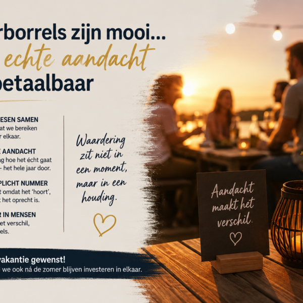 ZOMERBORRELS ZIJN MOOI … maar echte aandacht is onbetaalbaar ZOMERBORRELS ZIJN MOOI … maar echte aandacht is onbetaalbaar